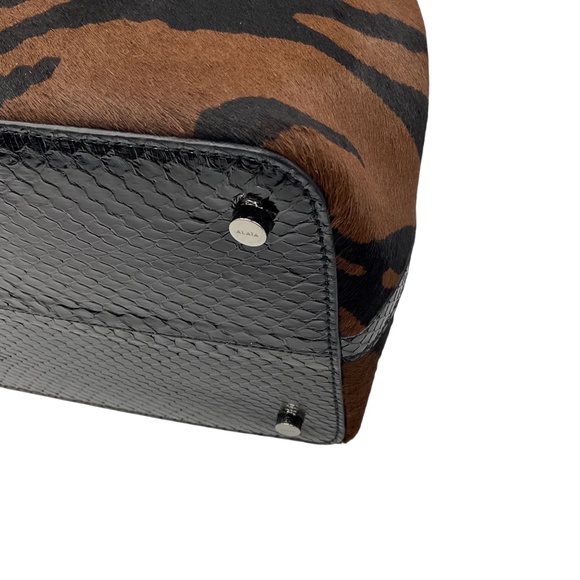 ALAIA CANELLE / NOIR NUT BROWN MINA MEDIUM POLAIN ZEBRA AND ELAPHE CALF HAIR AND - Picture 11 of 16